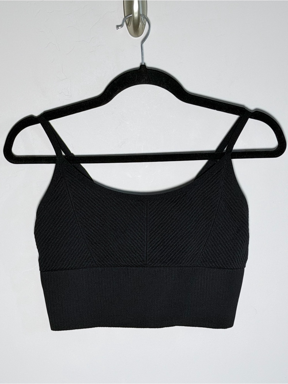 PINK Active Victoria's Secret Black Ribbed Seamless Sports Bra L